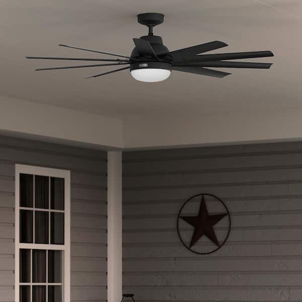 Overton 60 in. Indoor/Outdoor Matte Black Ceiling Fan with Light Kit and Wall Control Included