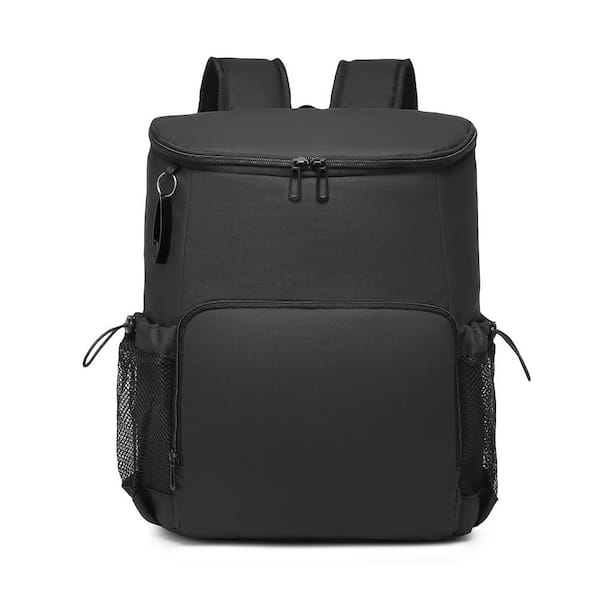 Black 40-Can Cooler Picnic Backpack, Waterproof Leakproof Insulated Soft Cooler Bag for Travel Camping Beach