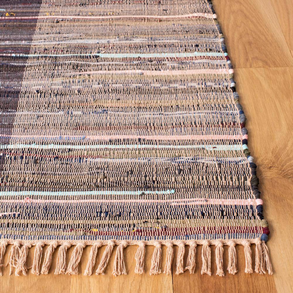 Handwoven Whimsical Purple & Blue Flatweave Rag Rug - 5x8 Feet