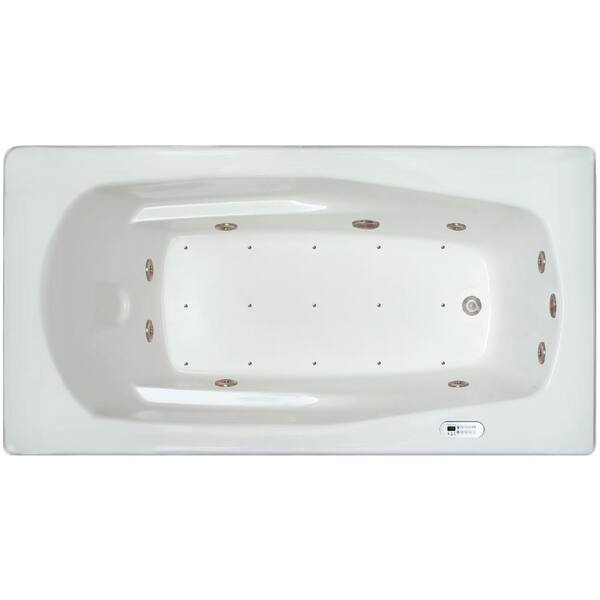 Pinnacle 5.92 ft. Left Drain Drop-in Rectangular Whirlpool and Air Bath Tub in White with Tranquility Package