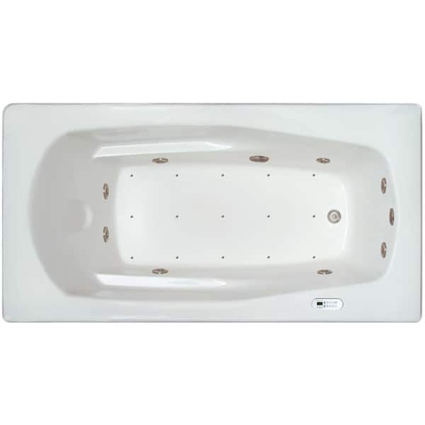 Pinnacle 5.92 ft. Right Drain Drop-in Rectangular Whirlpool and Air Bath Tub in White with Tranquility Package