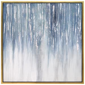 "Frozen Rain" by Martin Edwards Framed Textured Metallic Abstract Hand Painted Wall Art 36 in. x 36 in.