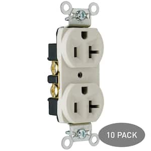 Pass and Seymour 20 Amp 125-Volt Commercial Grade Backwire Duplex Outlet, Light Almond (10-Pack)