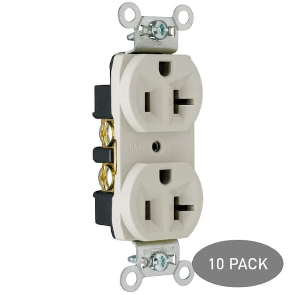 Legrand Pass and Seymour 20 Amp 125-Volt Commercial Grade Backwire Duplex Outlet, Light Almond (10-Pack)