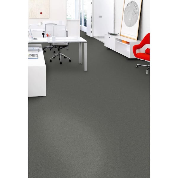 Rules Of Conduct - Pewter - Gray Commercial 24 x 24 in. Glue-Down Carpet Tile Square (96 sq. ft.)