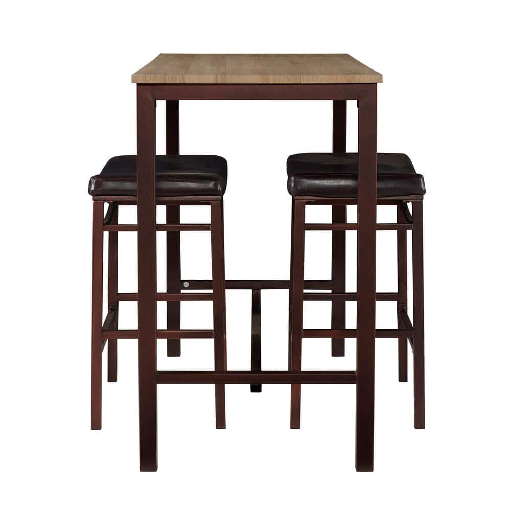 Rustic Blonde and Black 3-Piece Pub Dining Set