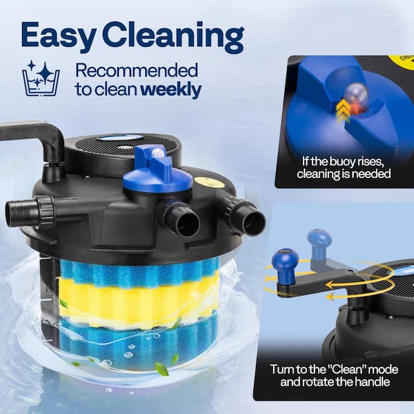 VIVOHOME 1840-GPH Pressurized Biological Pond Filter with 13-Watt