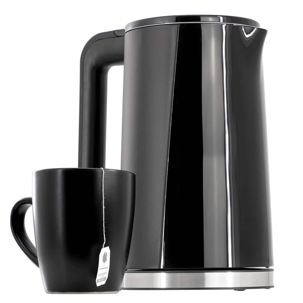MegaChef 1.7L Black Stainless Steel Electric Tea Kettle