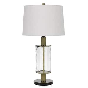 31 in. Clear Metal Table Lamp with White Empire Shade