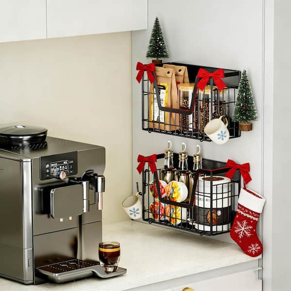 2 Set Magnetic Fridge Shelf Dual Magnet Fruit Basket Space-Saving Kitchen Storage Bins Organizer Rack