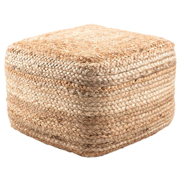 Kofi Solid Beige Cuboid Pouf