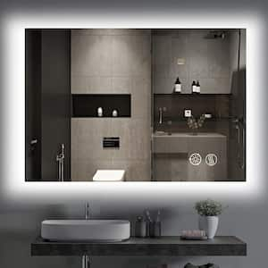 48 in. W x 24 in. H Rectangular Frameless Backlit Wall Mounted Dimmable Anti-Fog Bathroom Vanity Mirror in Sliver