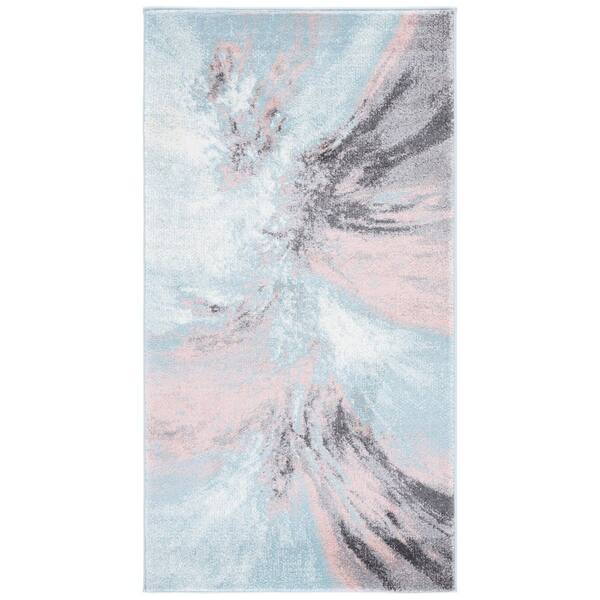 Glacier 2 ft. x 4 ft. Pink/Blue Abstract Area Rug