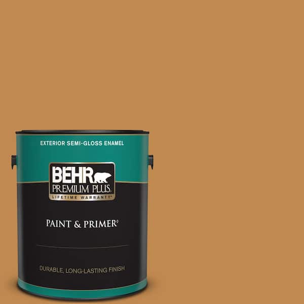 BEHR PREMIUM PLUS 1 gal. #M250-6 Toffee Tart Semi-Gloss Enamel Exterior Paint & Primer