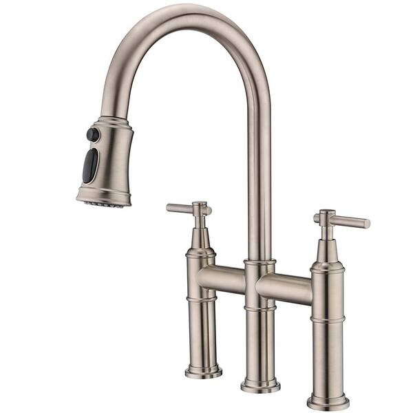WEWE Brushed Nickel Pull-Down Kitchen Faucet | Touch-On Mixer Tap With Pull-Out Sprayer, 1-Handle