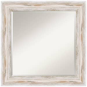 Alexandria White Wash 25 in. x 25 in. Beveled Square Wood Framed Bathroom Wall Mirror in White