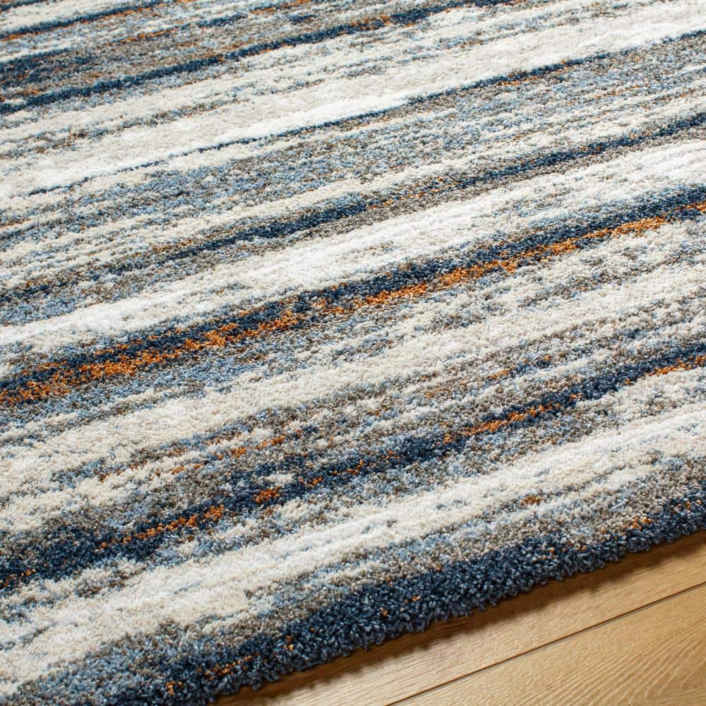 Osaka Blue and Gray Abstract 5'3" x 7' Area Rug