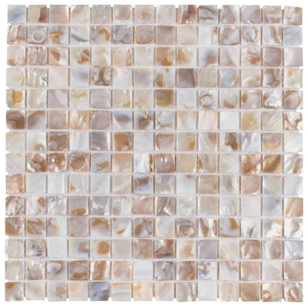Merola Tile Conchella Square Natural 6 in. x 6 in. Natural Shell Mosaic Take Home Tile Sample