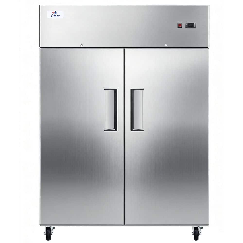 55 in. W 42.3 cu. ft. Top-Mounted Two Door Commercial Auto / Cycle Defrost Reach-In Upright Freezer in Stainless Steel