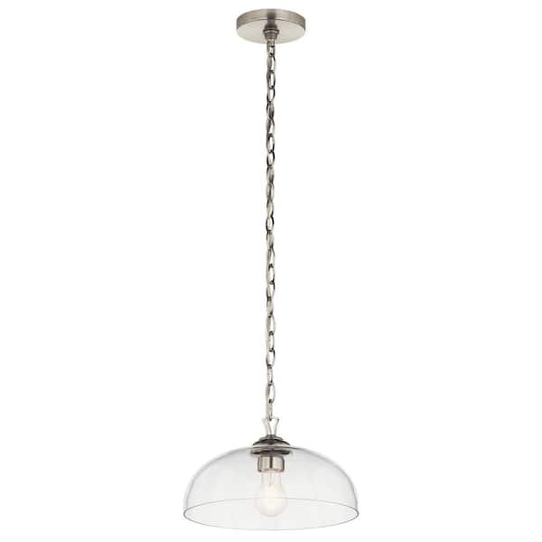 Gineva 1-Light Pendant with Clear Glass in Brushed Nickel