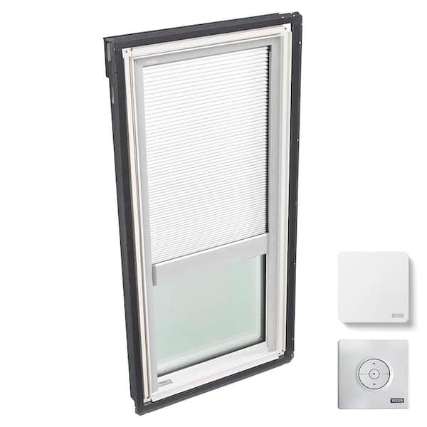 VELUX 21 in. x 37-7/8 in. Fixed Deck-Mount Skylight with Laminated Low-E3 Glass and White Solar Powered Light Filtering Blind
