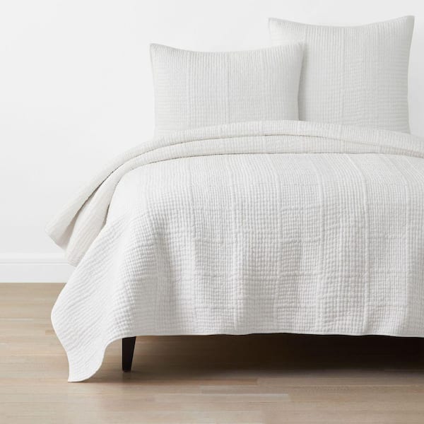 Company Cotton Texture Block White California King Quilt