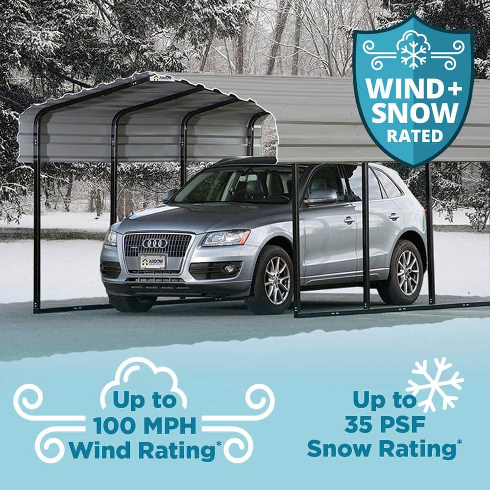 12' x 24' Charcoal Galvanized Steel Carport Shelter
