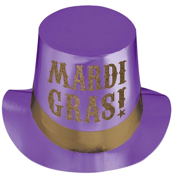 Amscan Purple and Gold Foil Glitter Mardi Gras Top Hat (5-Pack)