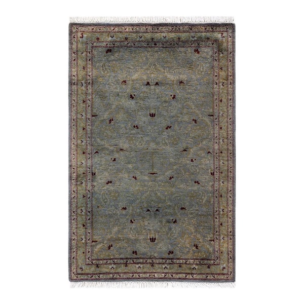 Solo Rugs Gray 2 ft. 8 in. x 4 ft. 1 in. Fine Vibrance One-of-a-Kind Hand-Knotted Area Rug