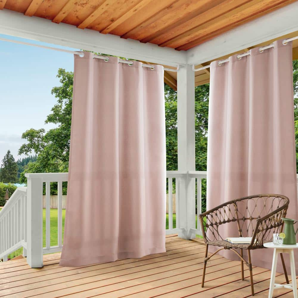 EXCLUSIVE HOME Cabana Blush Solid Light Filtering Grommet Top Indoor/Outdoor Curtain, 54 in. W x 120 in. L (Set of 2)