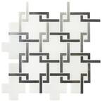 Azula Floret 12 in. x 12 in. x 10 mm Polished Marble Mosaic Tile (10 sq. ft. / case)