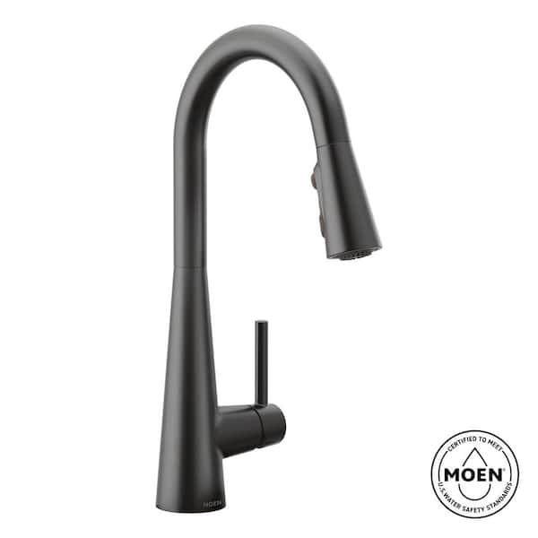 Sleek Matte Black 15.56 in. H Pull Down Sprayer Kitchen Faucet with 360 Degree Spout Swivel and Power Boost