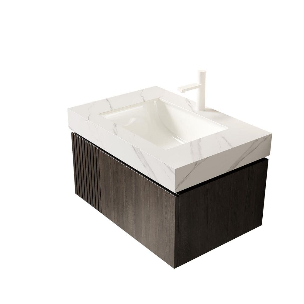 30 in. Floating Espresso Bath Vanity with Carrara White Ceramic Top price history on PriceWatchPro