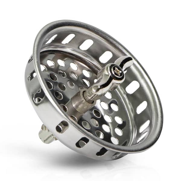 The Plumber's Choice 3-1/2 in. Spin and Seal Strainer Basket Replacement for Kitchen Sink Drains Stainless Steel Threaded Stopper