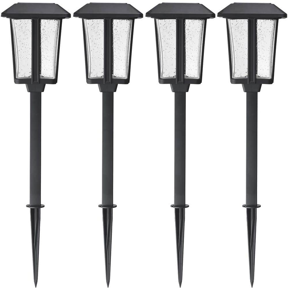 Hampton Bay Callaway Black Integrated LED Weather Resistant Outdoor Solar Path Light (4-Pack) 43184
