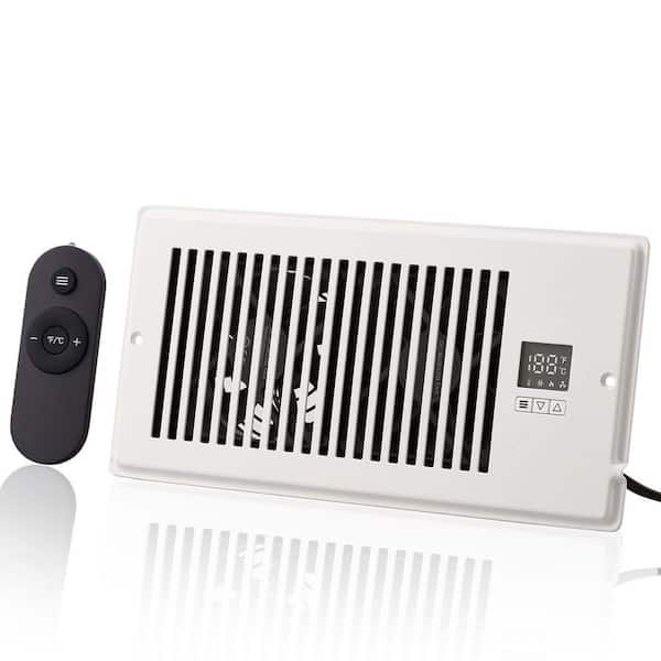 Smart Vent Booster Fan with Remote and Thermostat, Fits 4 in.×10 in. Register, Adjustable Speed, White