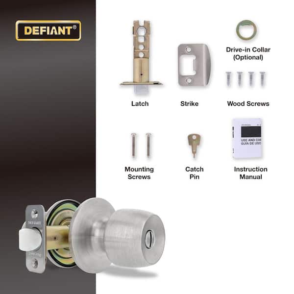 Defiant Brandywinde Collection Bed & Bath Door Knob - Stainless Steel Finish - Open Box