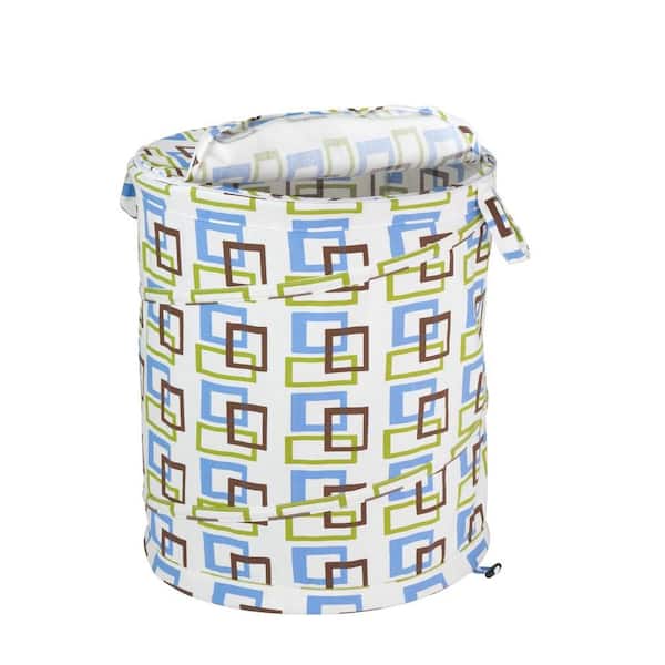 Honey-Can-Do Large Patterned Pop Open Hamper, Brown and Green Squares