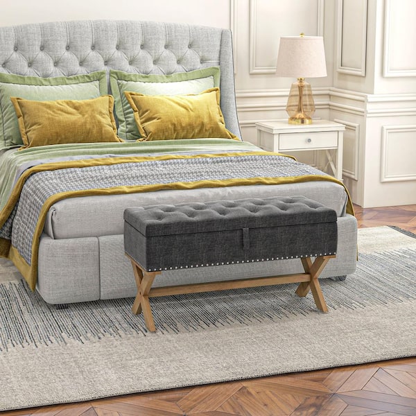 HOMCOM Gray Dining Bench with 35.75 in.
