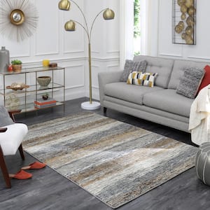 Specular Gray 8 ft. X 11 ft. Striped Area Rug