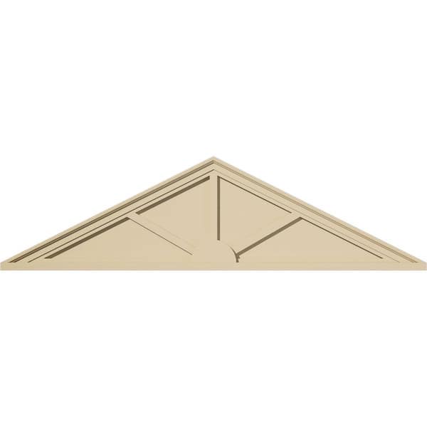 Ekena Millwork 56 in. W x 15 in. H x 2 in. P (Pitch 6/12) Peaked Cap 3 Spoke Signature Urethane Pediment, Primed Tan