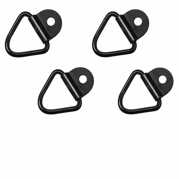 4-Pack Steel V-Ring Tie-Down Anchors Black Cargo Mount with Anti-Corrosion for Trailers Trucks Warehouses