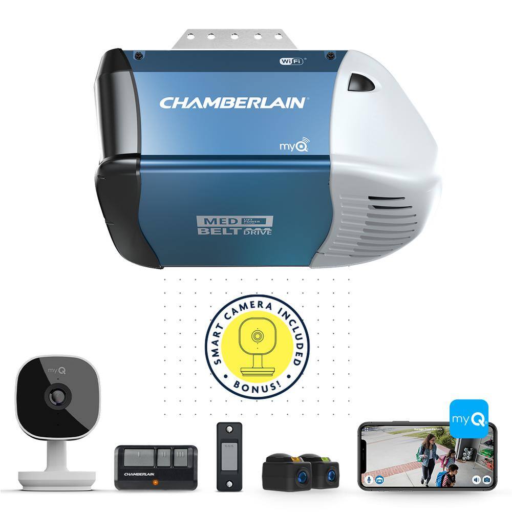 Chamberlain 1/2 hp. Belt Drive Garage Door Opener Smart and Camera