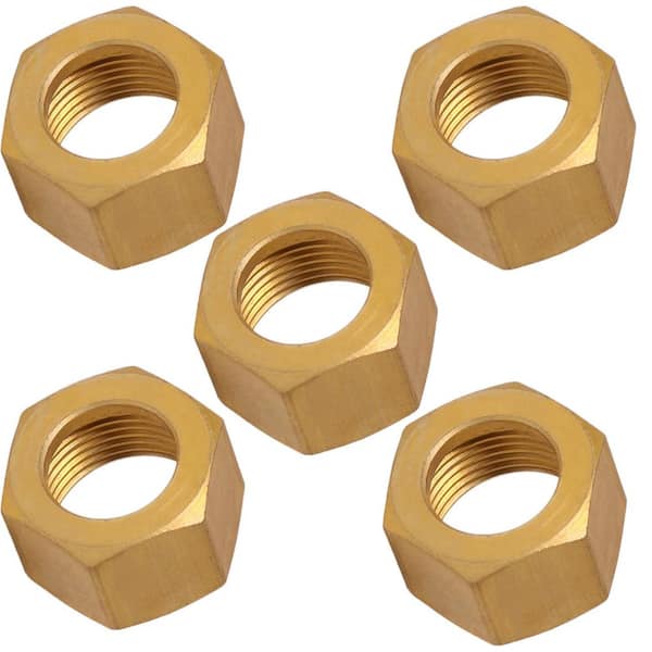 1/2 in. OD Compression Nut Brass for Use with Potable Water, Instrumentation, Hydraulic and Pneumatic Systems, 5-Pack