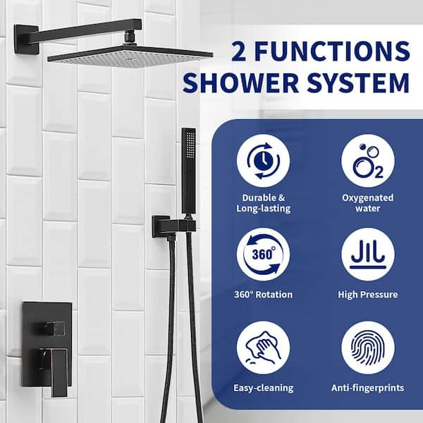 Single Handle 2-Spray Shower Faucet 2.5 GPM with 180° Swivel, Adjustable Flow Rate in Oil Rubbed Bronze
