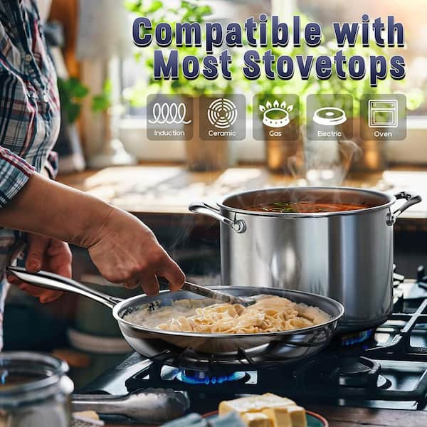 Multi-Ply Clad 10-Piece Stainless Steel Nonstick Cookware Set