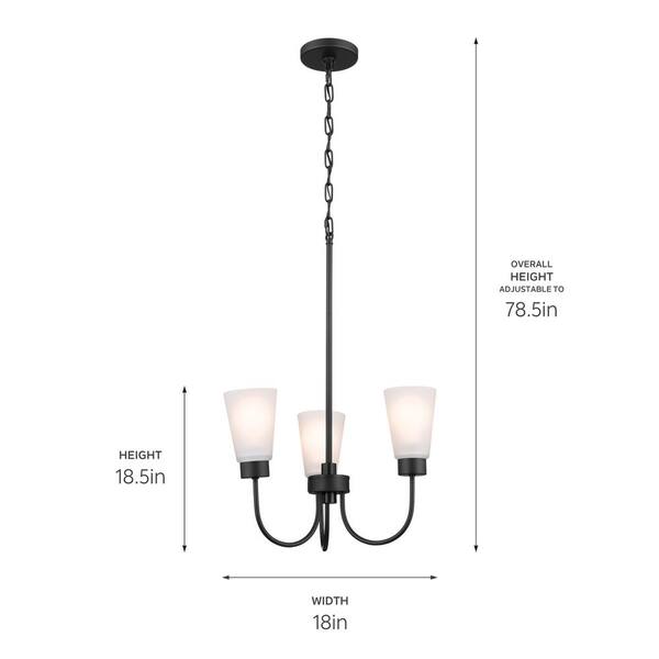 Kichler Erma 3-Light Black Transitional Chandelier
