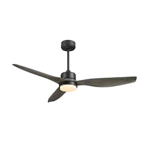 Light Pro 52 in. LED Indoor Brown Modern Ceiling Fan Light with 3 Wood Blades