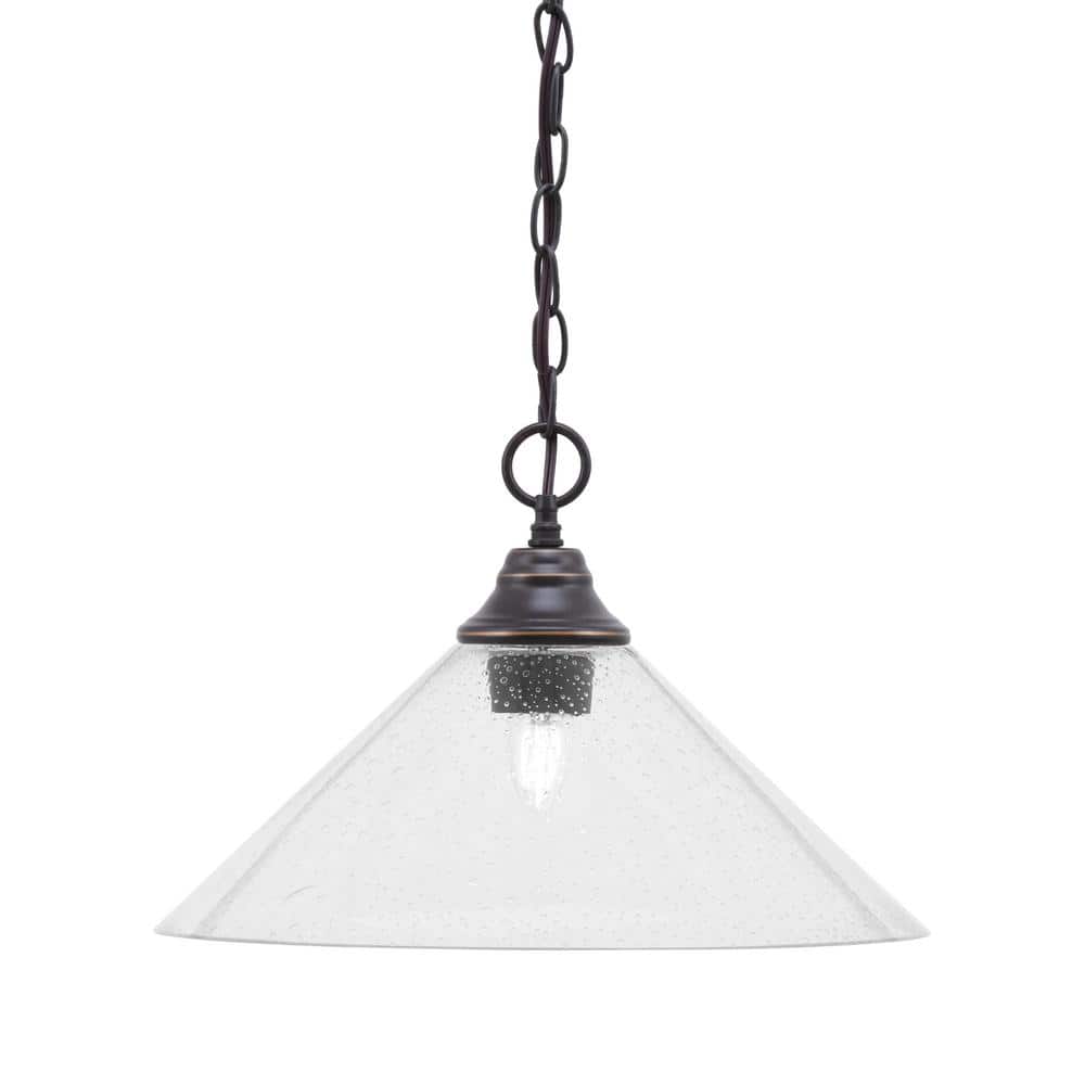 Kingston 100-Watt 1 Light Dark Granite Shaded Pendant Light with 16 in. Cle