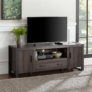 Urban Blend 60 in. Charcoal MDF TV Stand with 1 Drawer Fits TVs Up to 65 in. with Closed Storage